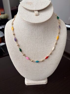 Vintage Enamel Link Colourful Necklace